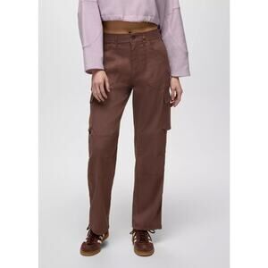 Prana Stretch Zion Cargo Pant Women's 6 Mocha 33" Inseam Relaxed Fit Straight